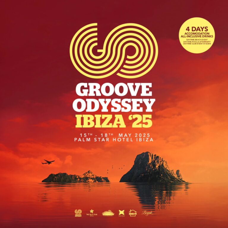 Groove Odyssey house music event at San Antonio Bay in Ibiza taking place May 2025