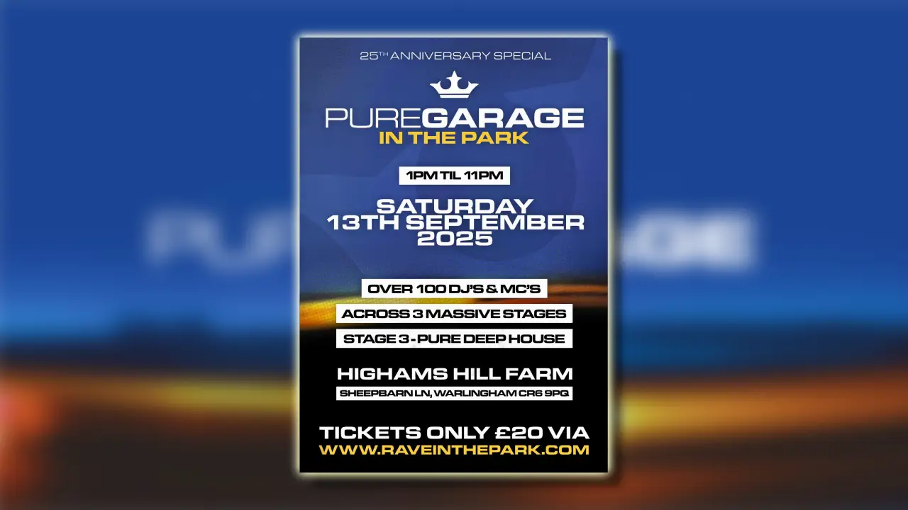 Pure Garage in the Park taking place at Highams Hill on 13th September 2025