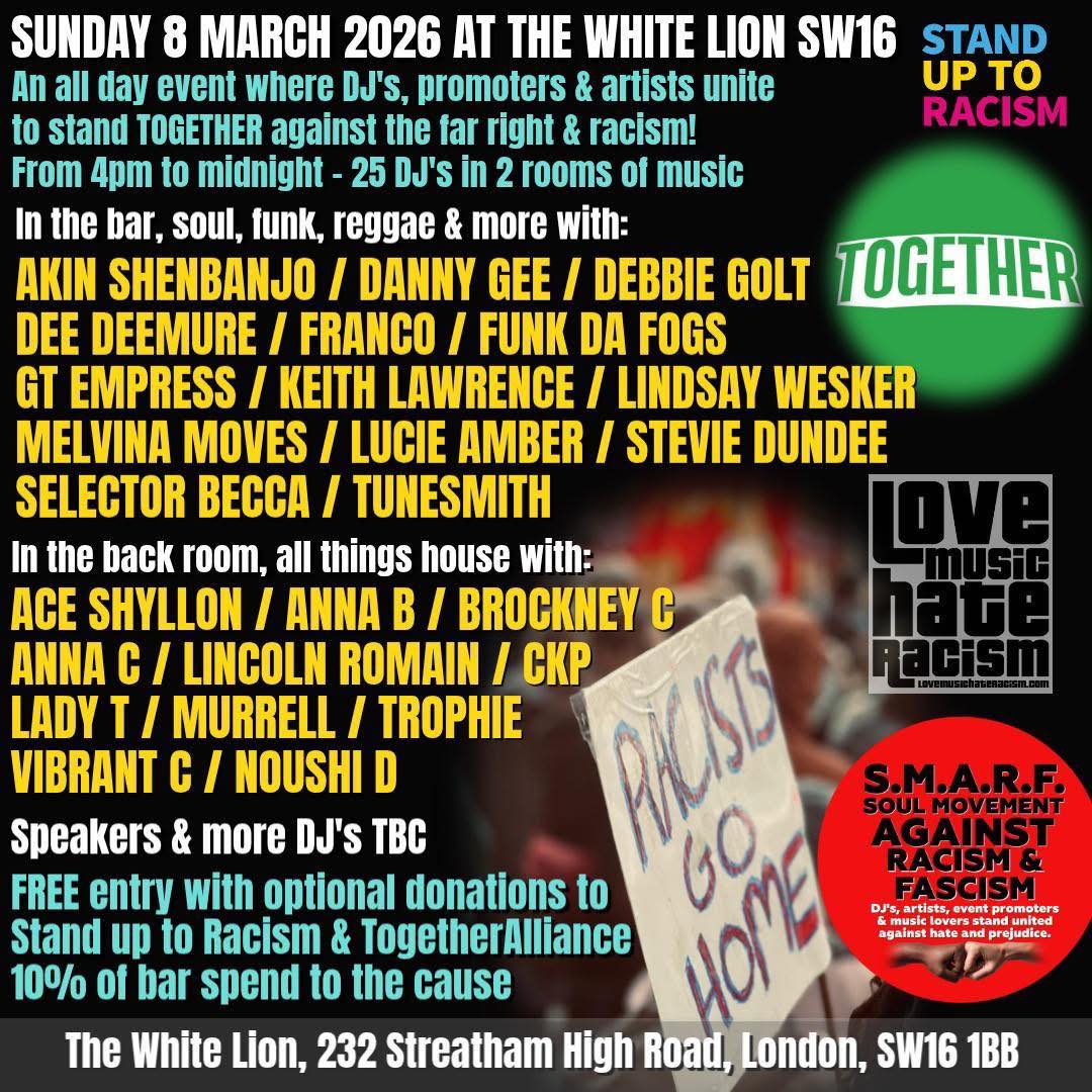 The White Lion on Sunday 8th March. The object to bring people together through the power of music.