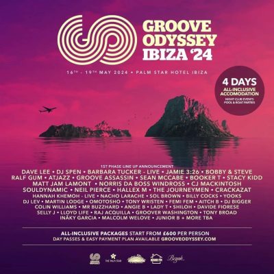 A four day house music festival in Ibiza with Groove Odyssey taking place in May 2024